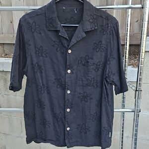 Ocean Current Charcoal Floral Button Down Shirt